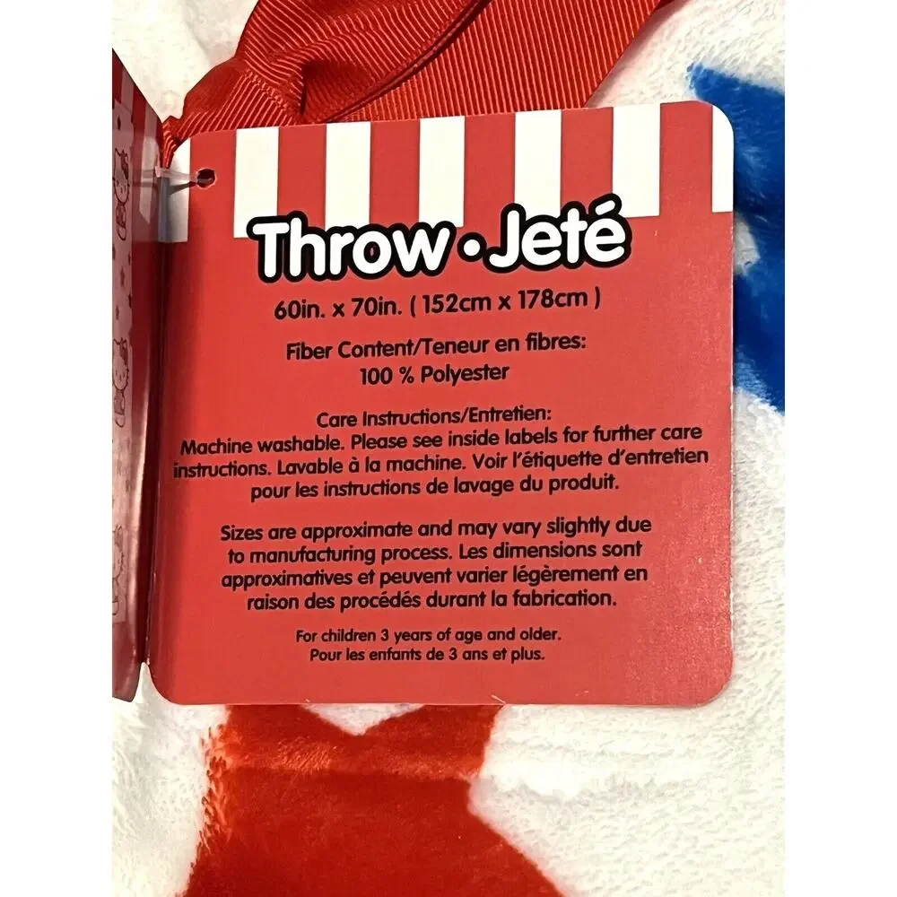 Hello Kitty Throw Blanket USA Stars Red White Blue July 4 Patriot 60X70” Fleece